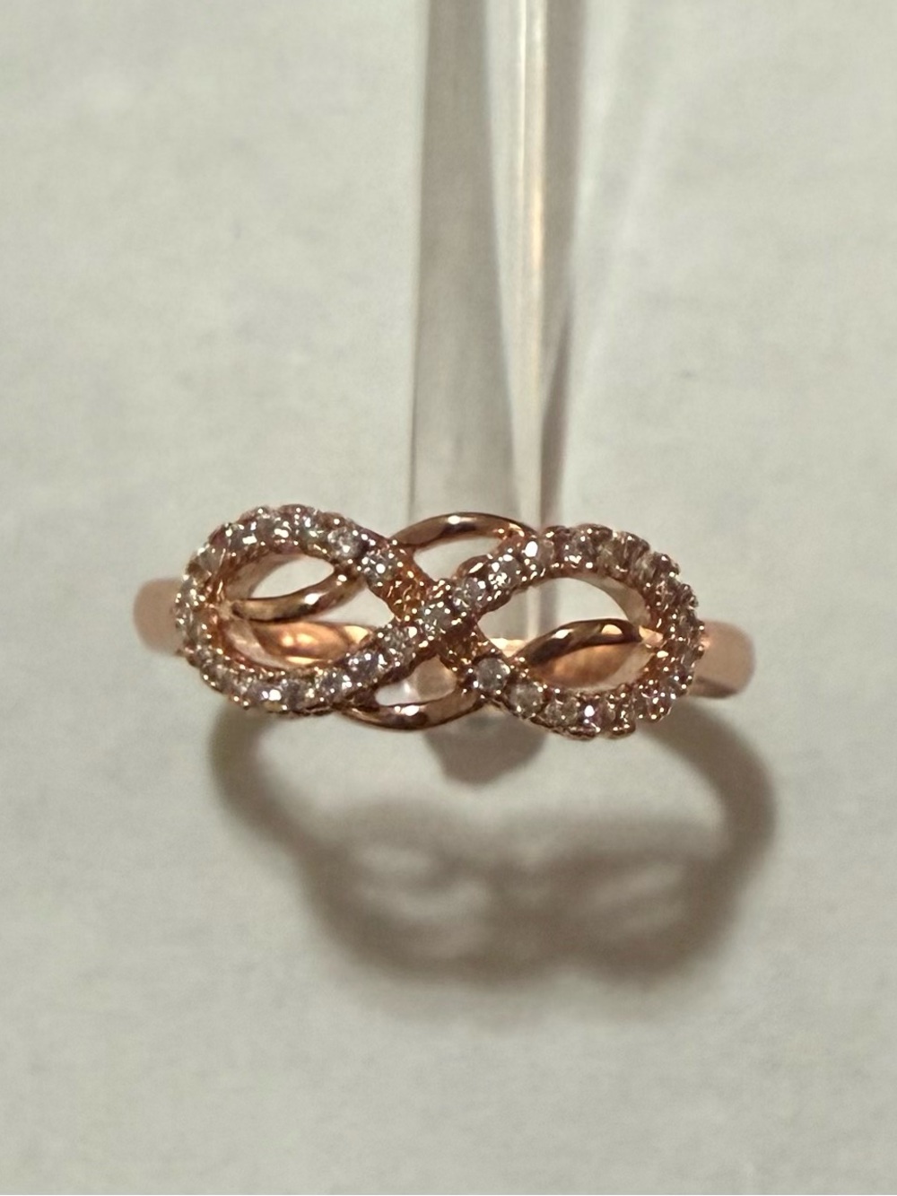 Rose Gold Electroplated Infinity with Paved Cz Stones Accent Ring